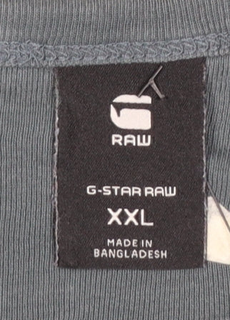 G-Star Raw Men’s Grey 2XL V-Neck Short Sleeve Cotton T-Shirt