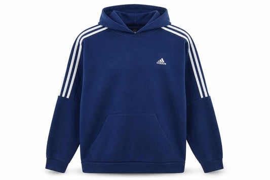 Adidas Mens Blue Pullover Hoodie L Hooded Fleece Sweatshirt