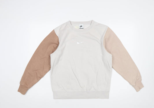 Nike Women’s Beige Colourblock Loose Fit Sweatshirt XS