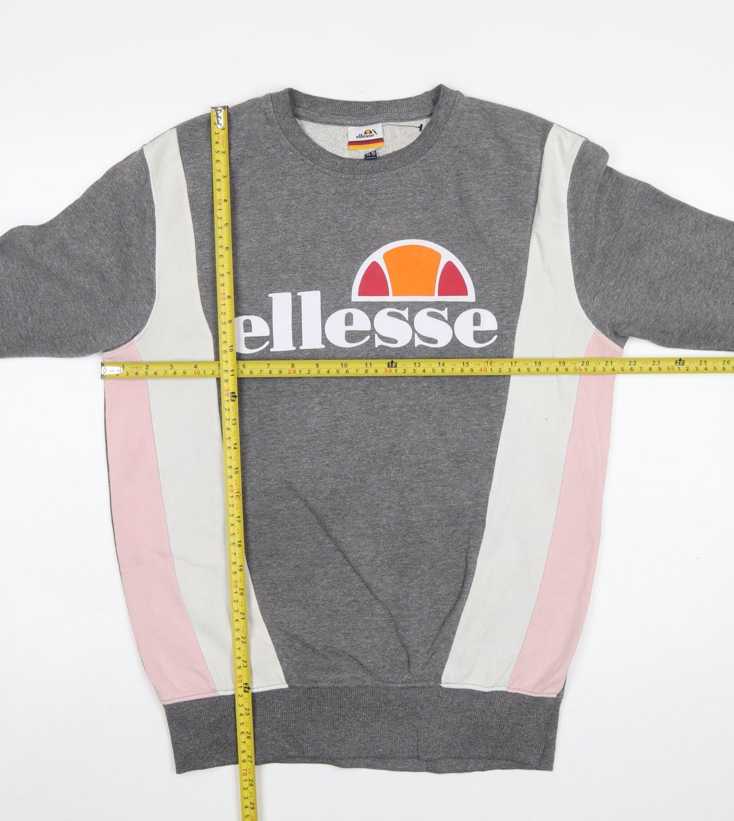 Ellesse Womens Grey Colourblock Sweatshirt UK 10 Pullover Logo Crew Neck