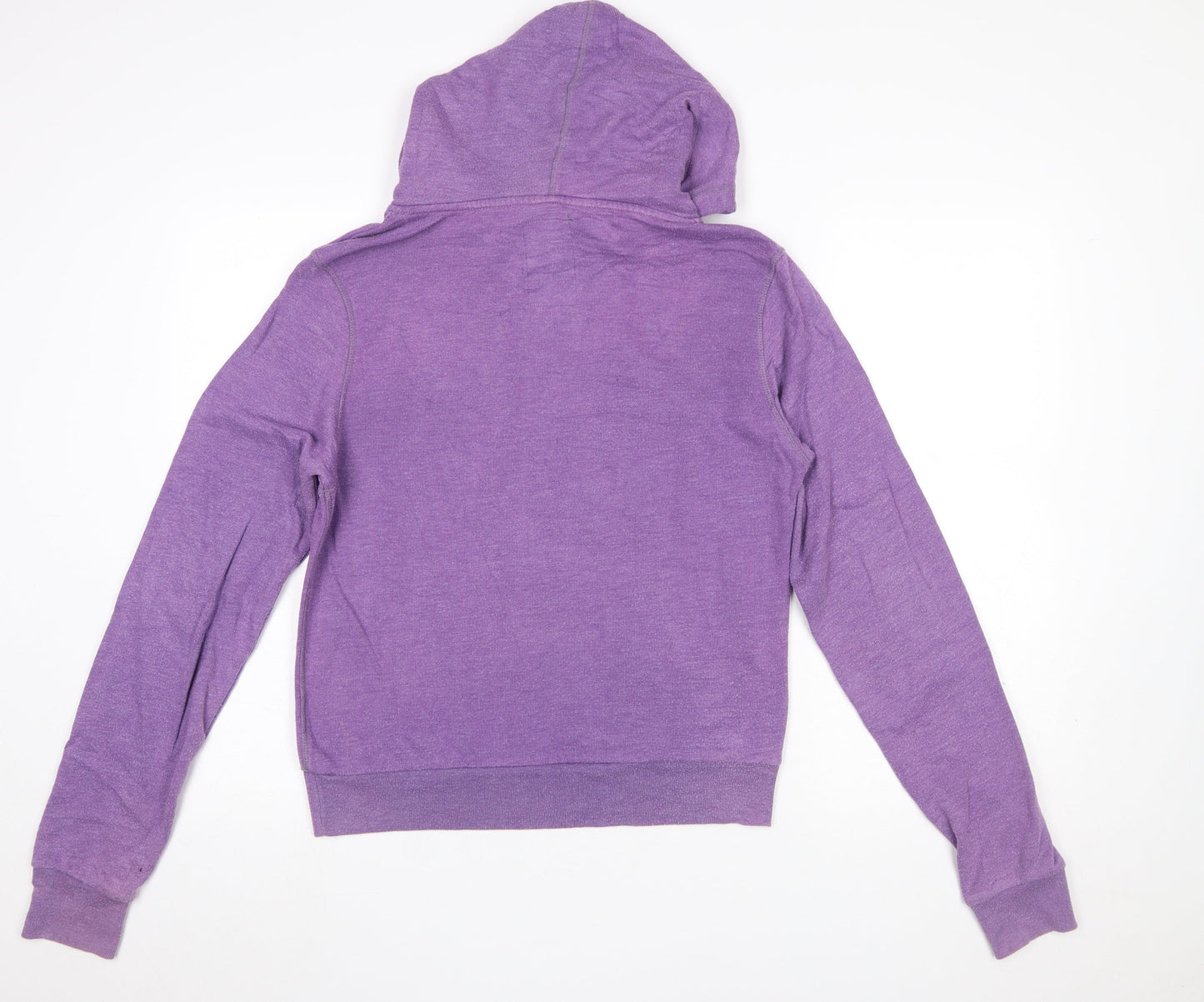 Superdry Women Purple Pullover Hoodie L Logo Tokyo Print Cotton Blend