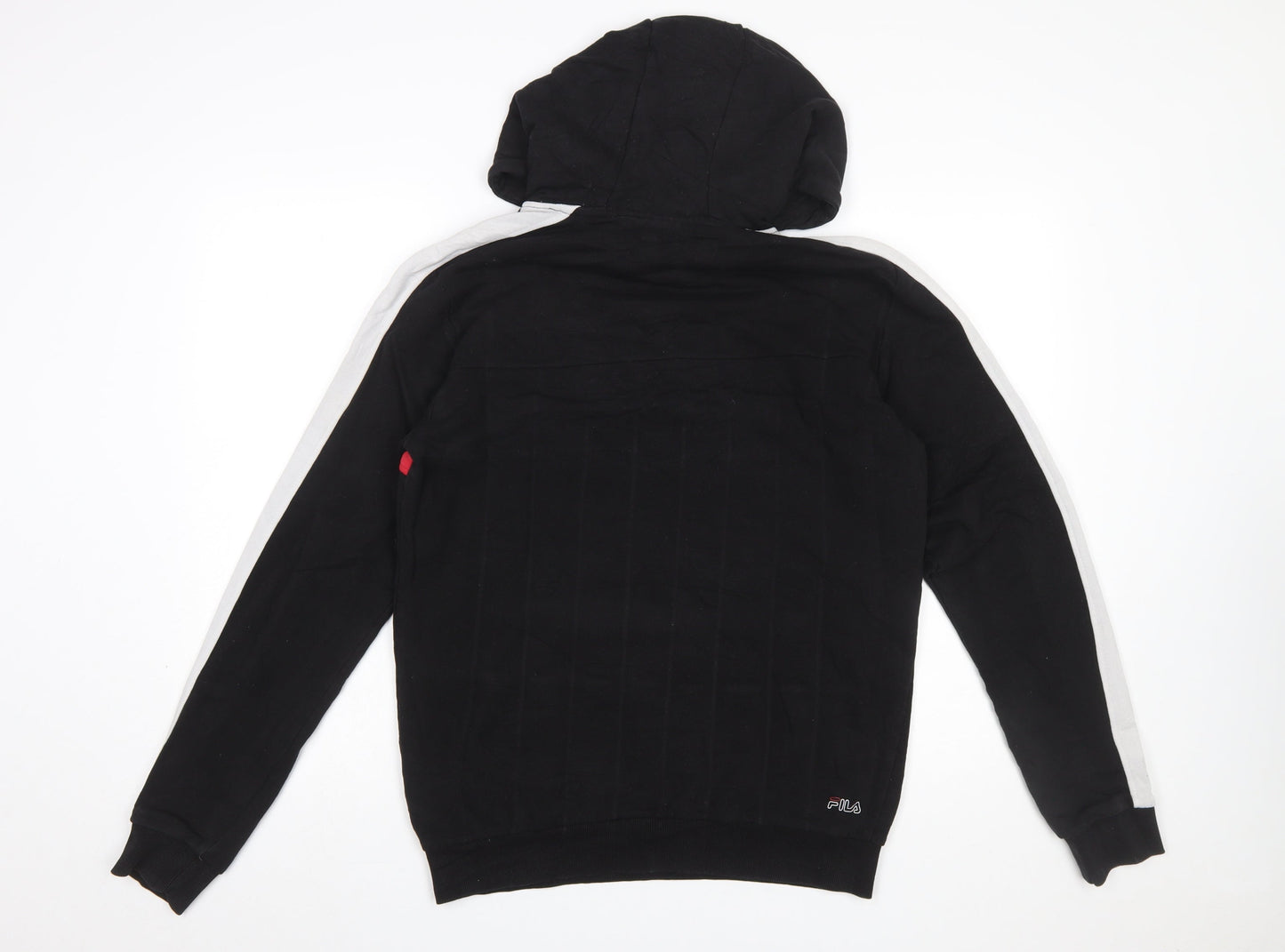 Fila Men's Black M Pullover Hoodie with Logo and Red Stripe