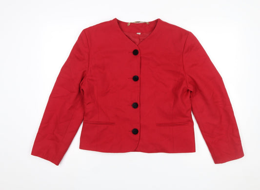 First Avenue Women's Red Wool Blazer Jacket Size 12 Classic Workwear