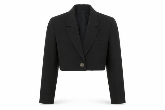 Boa Womens Black Cropped Blazer Jacket M Single Breasted Tailored