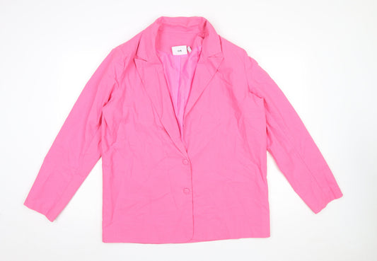 Daisy Street Women’s Pink Linen Blend Single-Breasted Blazer Size 16