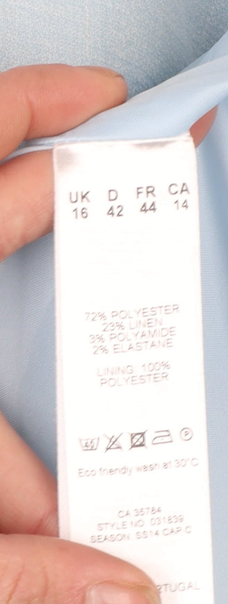 Eastex Women Blue Classic Linen Blend Suit Jacket UK 16