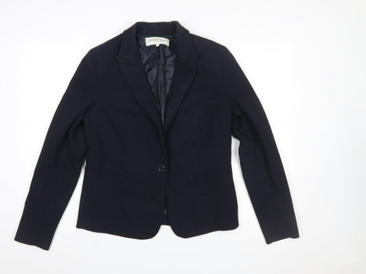 Gerard Darel Women's Navy Classic Blazer Size 10 Single-Breasted Linen Blend