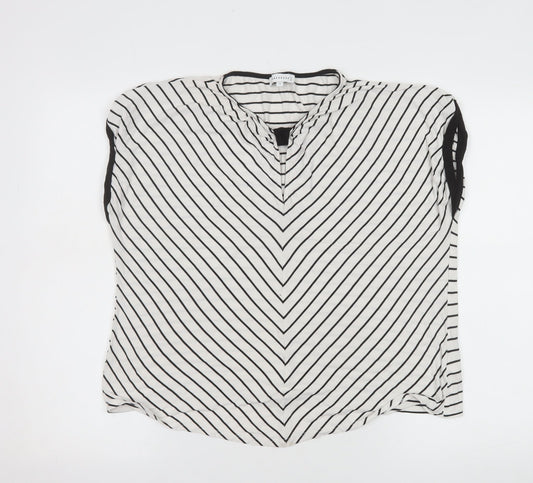 Warehouse Women's White Striped Sleeveless Blouse Size 14