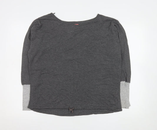 Next Women's Grey Basic 3/4 Sleeve Boat Neck T-Shirt Size S