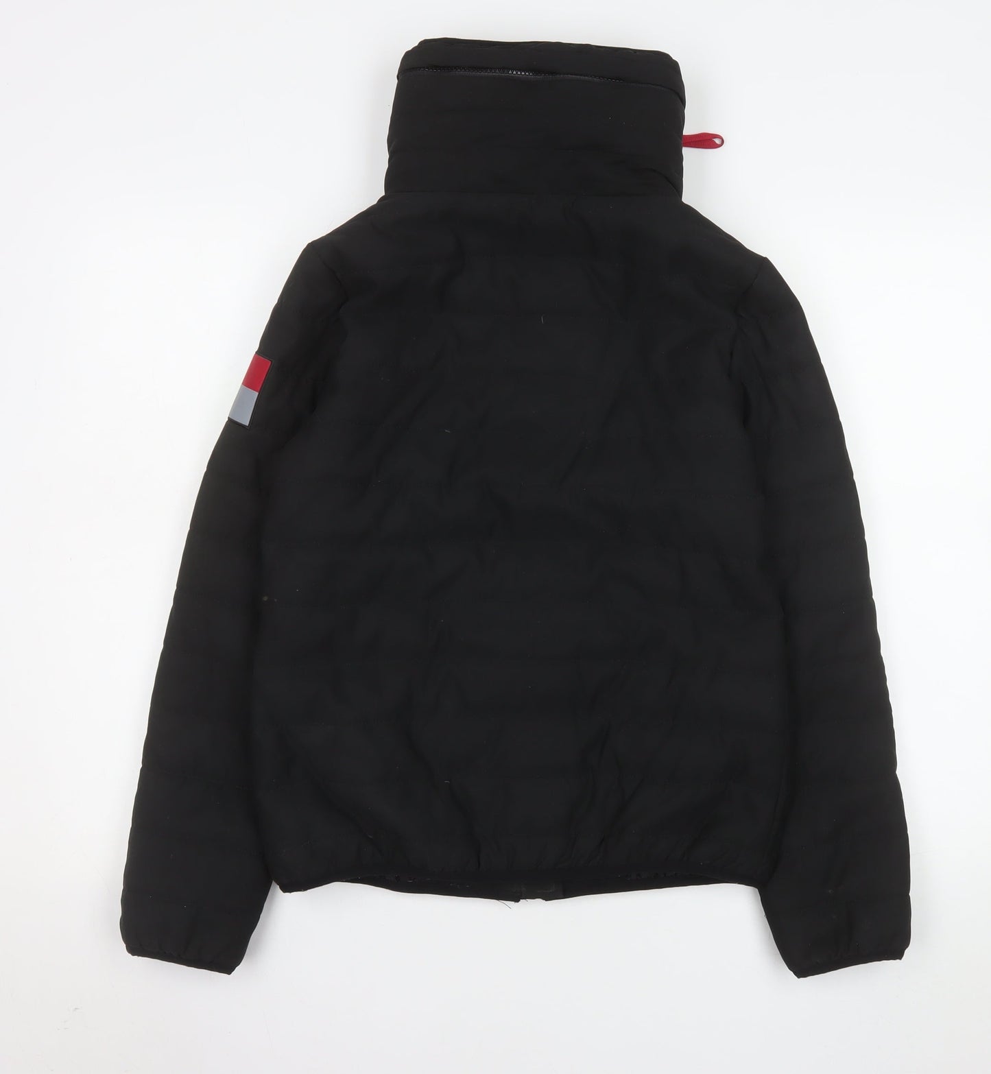 Harlequins Womens Black Hooded Puffer Jacket M Polyester Zip