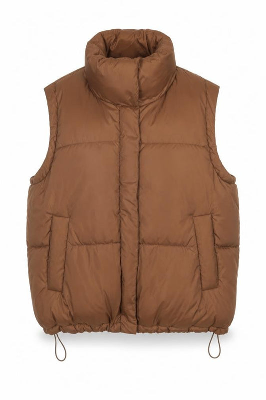 Ci Sono Women Brown L Puffer Waistcoat Windproof Cozy Vest