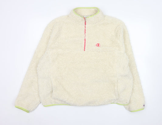 Champion Elite Womens Beige Fleece 1/4 Zip Pullover Hoodie XL