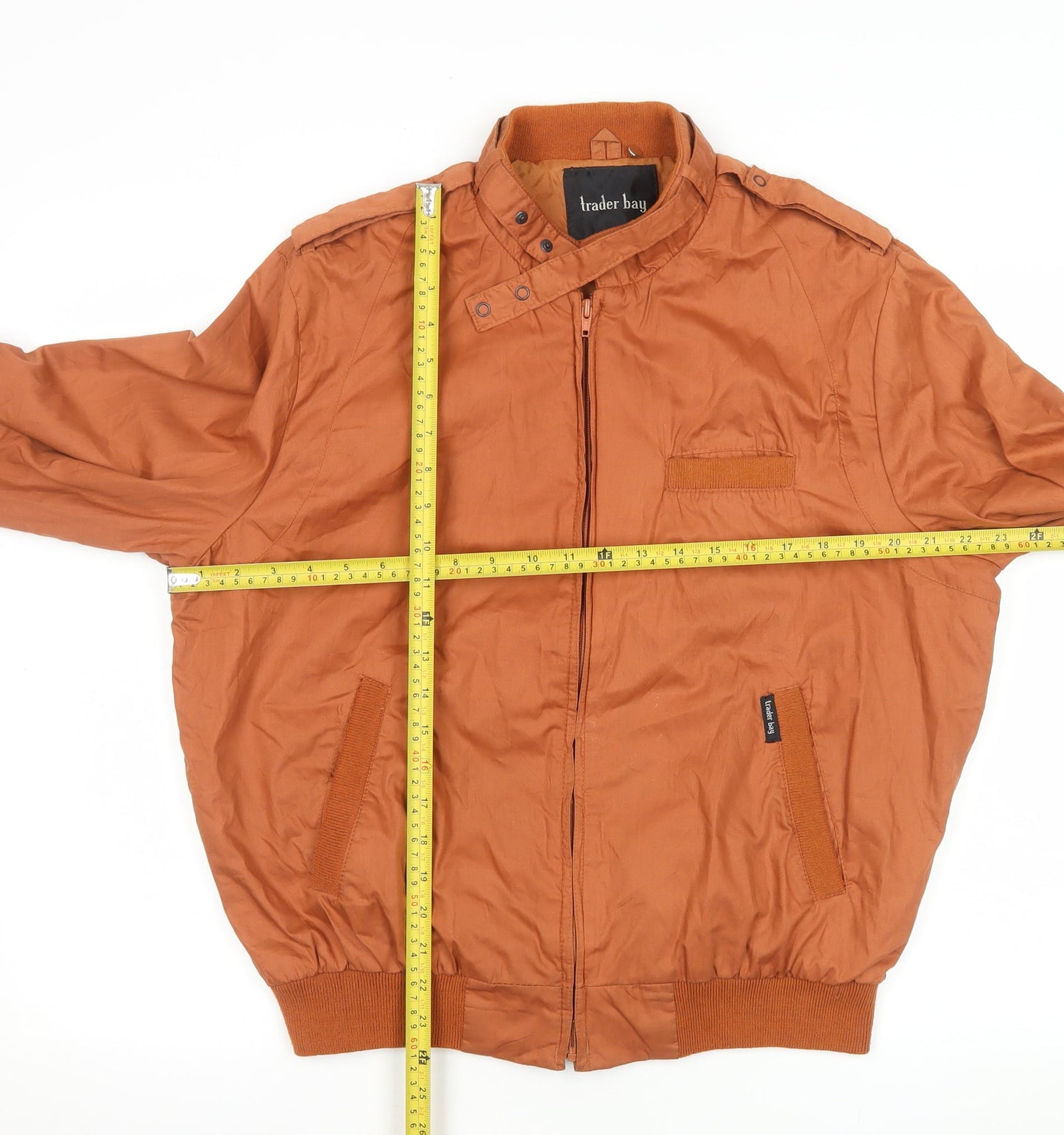 Trader Bay Men's Brown L Bomber Jacket Cotton Blend Zip Casual