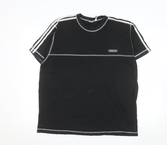 Adidas Men's Black XL Crew Neck Short Sleeve Cotton T-Shirt