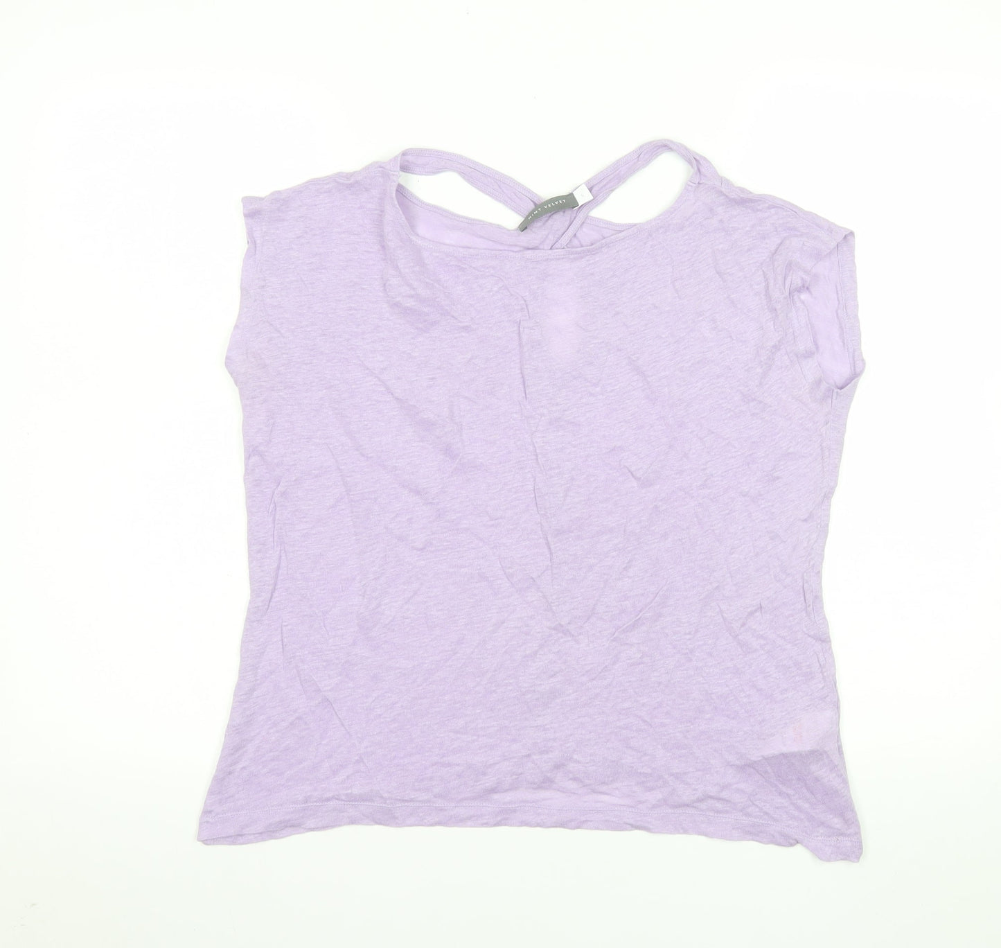 Mint Velvet Womens Purple Linen Short Sleeve Summer T-Shirt Size S