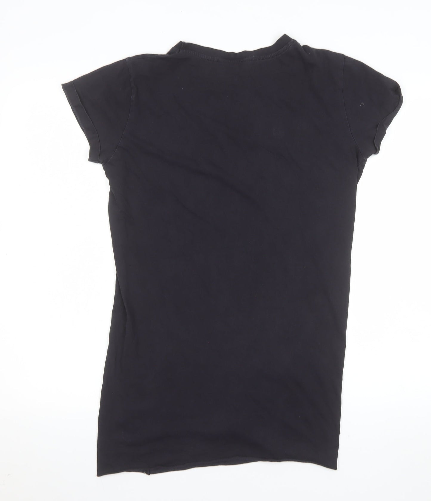 Miss Selfridge Women's Black Bonjour Madame Cotton T-Shirt Size 8