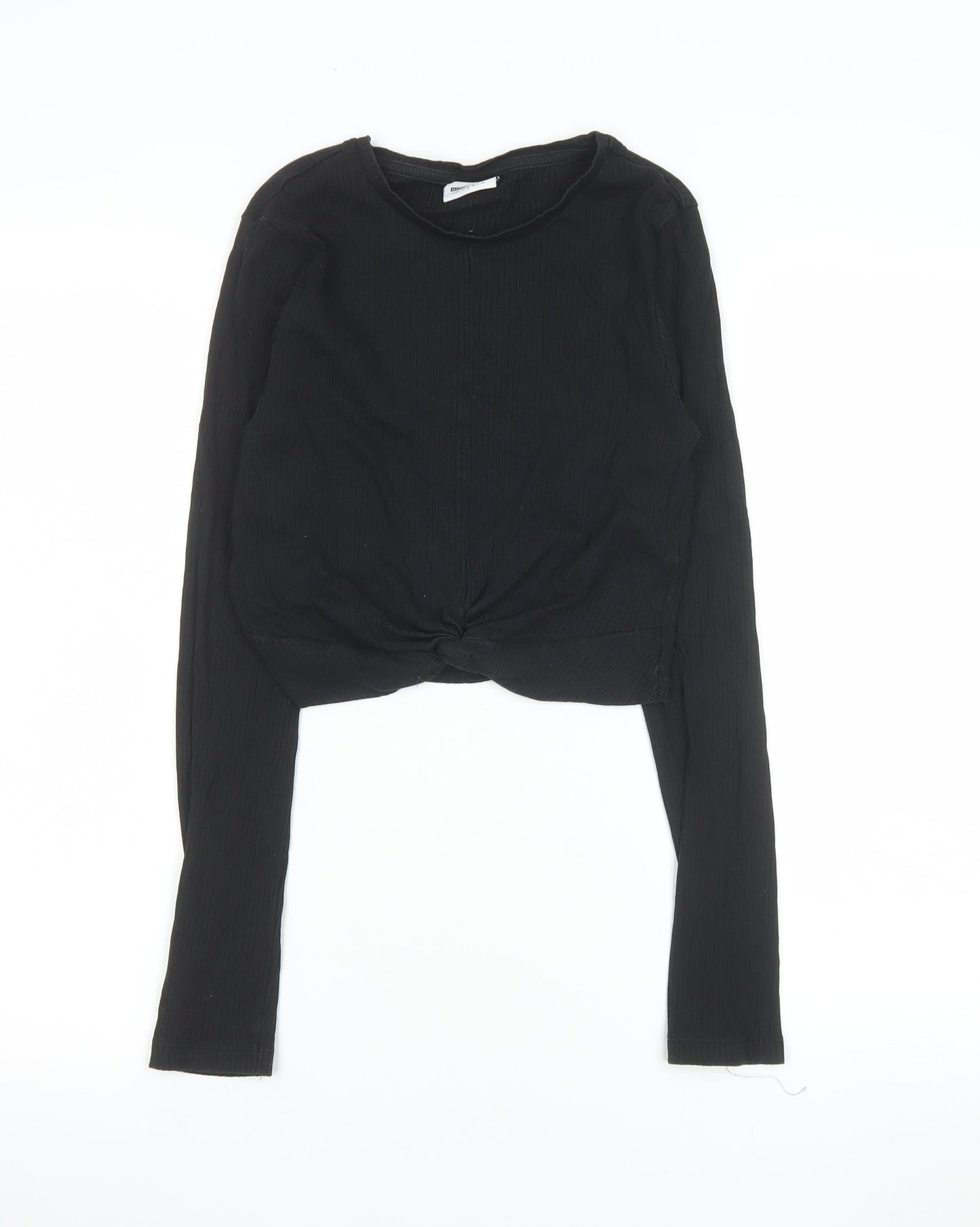 Noisy May Women's Black Cropped Long Sleeve Cotton Top Size S