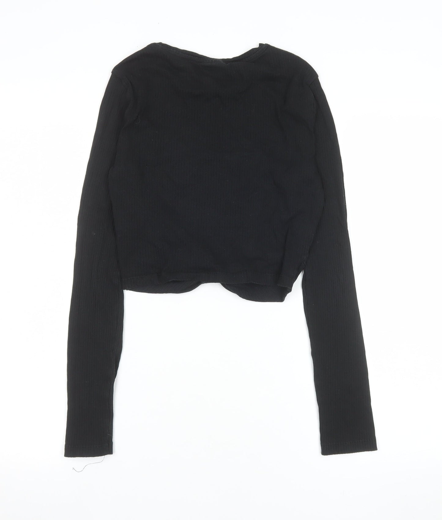 Noisy May Women's Black Cropped Long Sleeve Cotton Top Size S