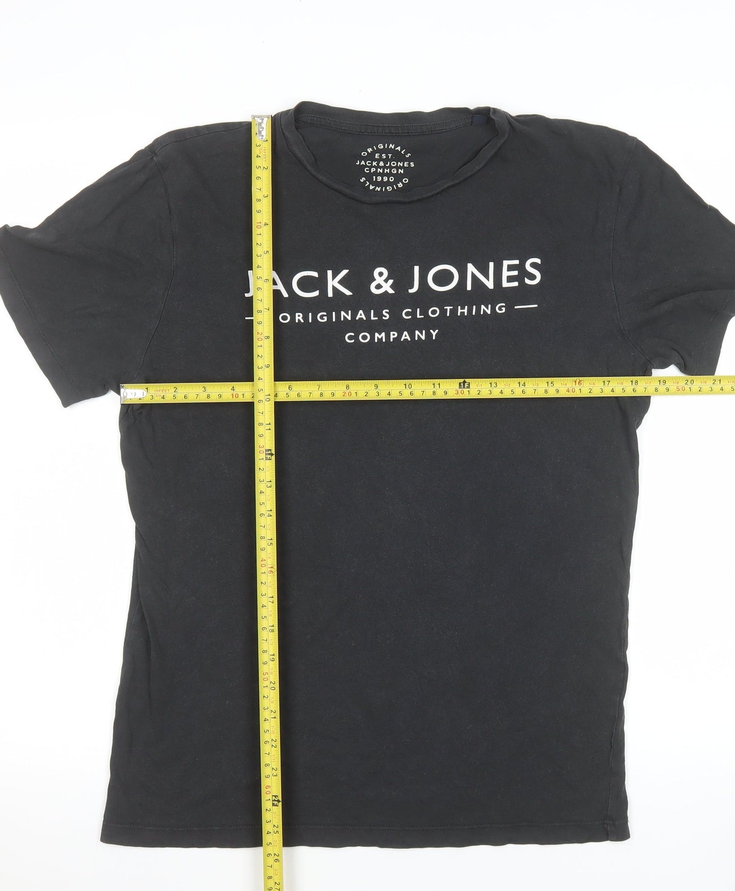 Jack & Jones Men's Black Small Crew Neck Graphic Logo T-Shirt