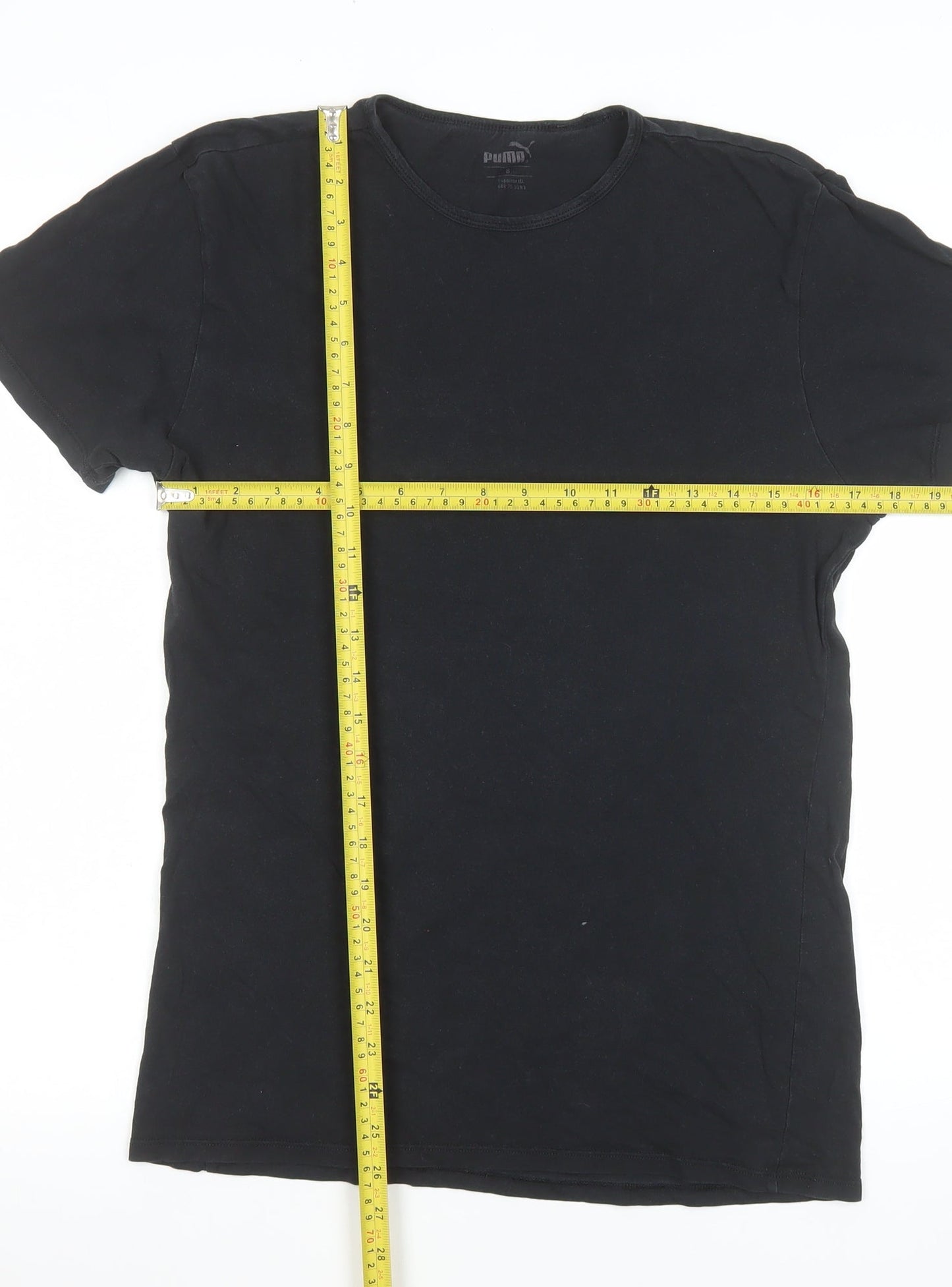 Puma Men's Black Small Crew Neck Cotton T-Shirt