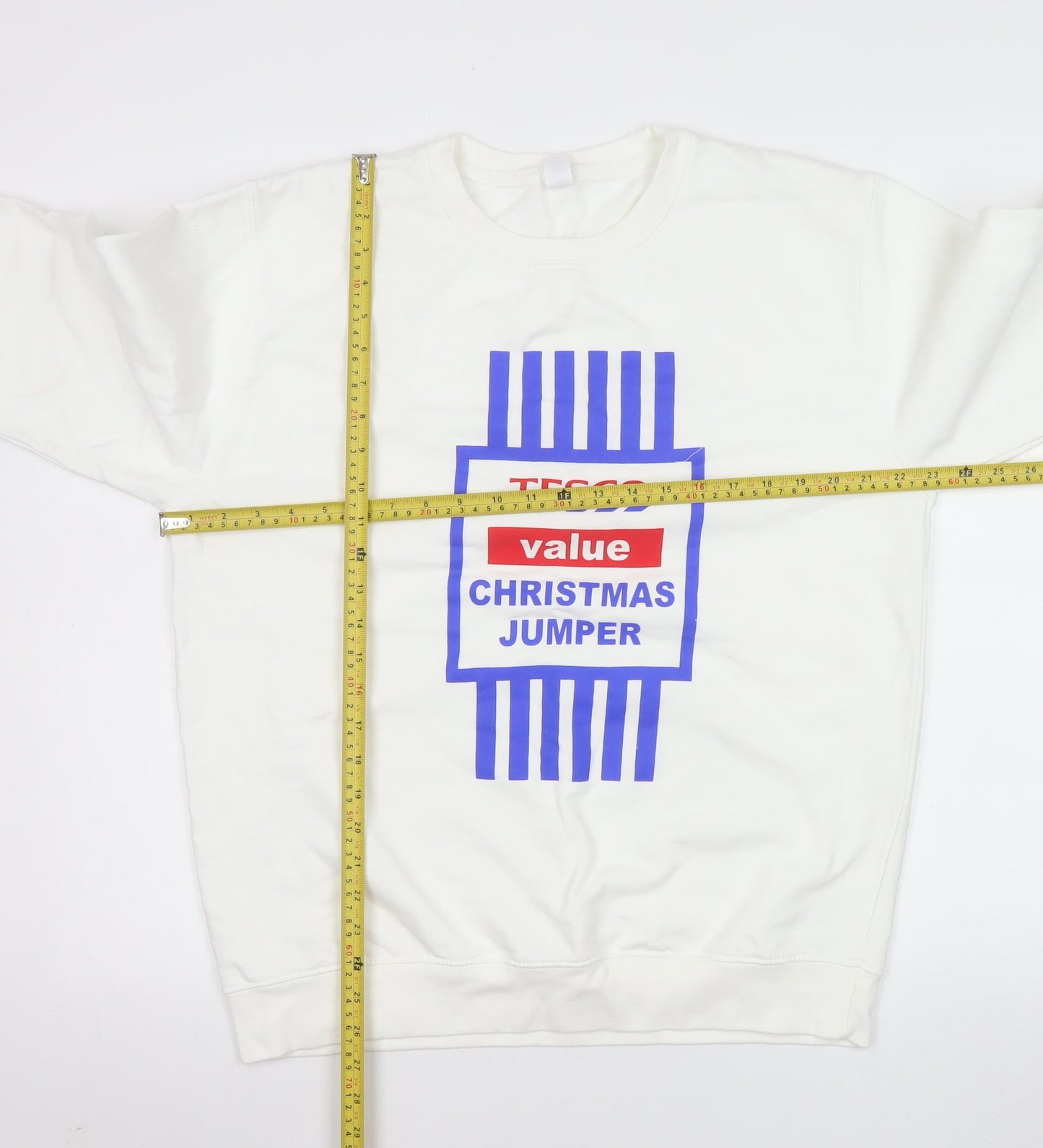 Just Hoods Mens White Christmas Graphic Sweatshirt L Pullover