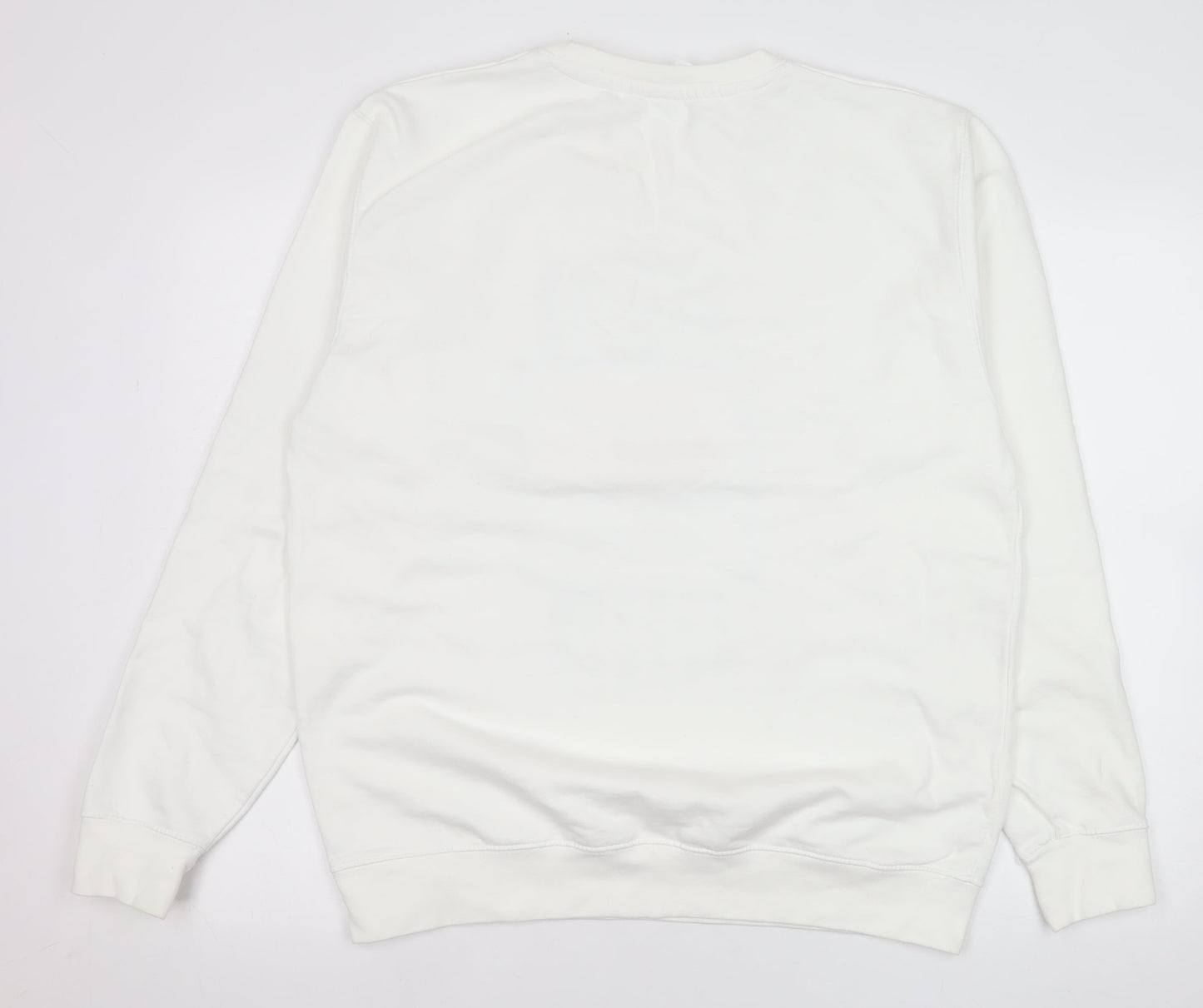 Just Hoods Mens White Christmas Graphic Sweatshirt L Pullover