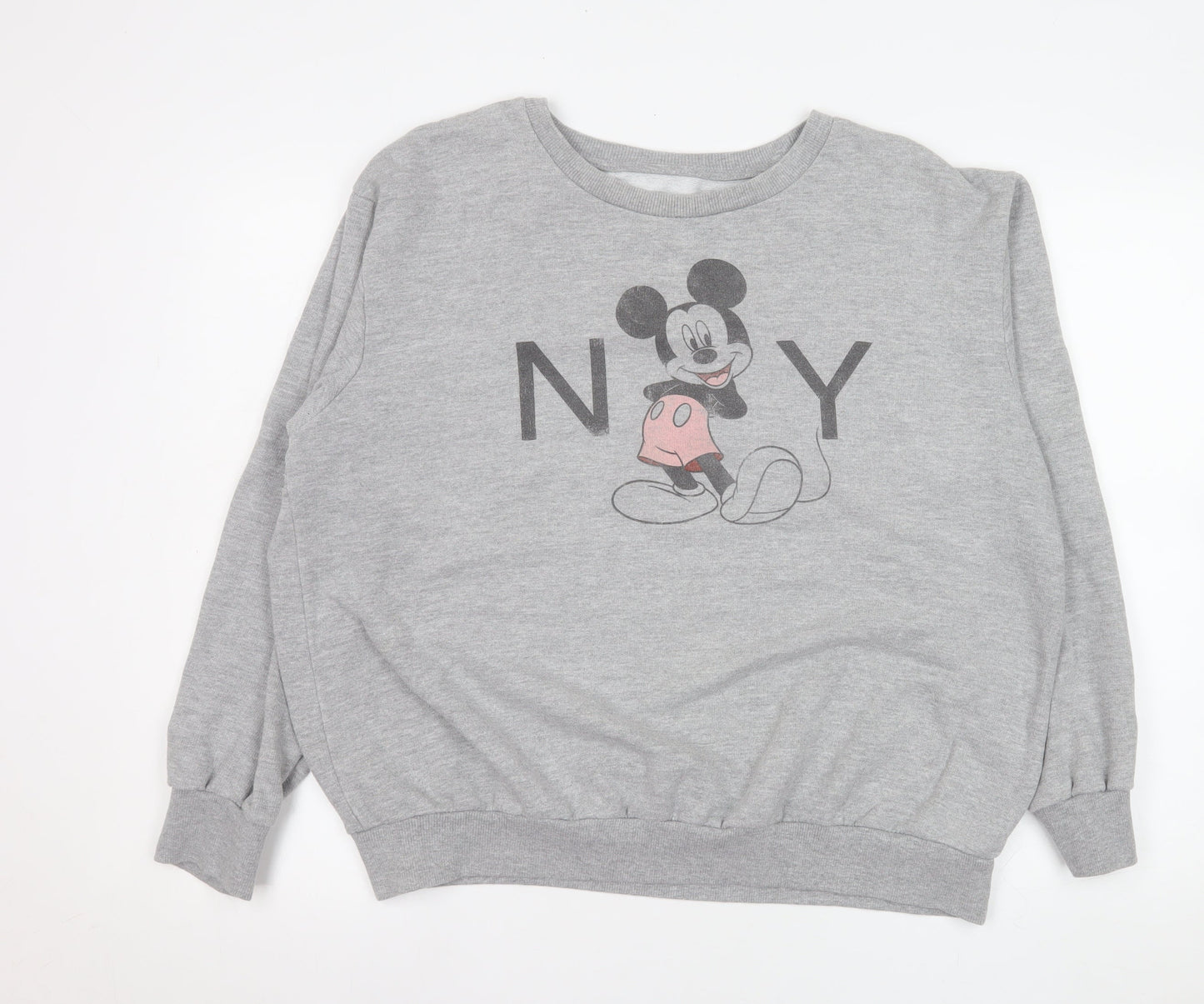 Disney Women Grey Mickey Mouse Pullover Sweatshirt Size 14 XL
