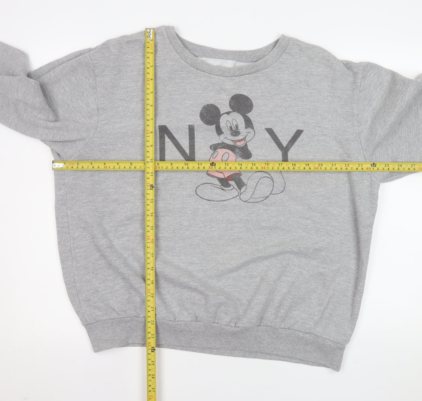 Disney Women Grey Mickey Mouse Pullover Sweatshirt Size 14 XL