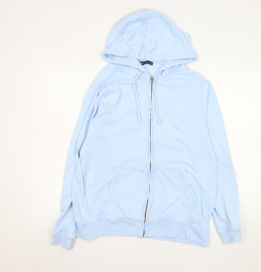 Marks and Spencer Women Blue Size 14 Hooded Cotton Zip Jacket