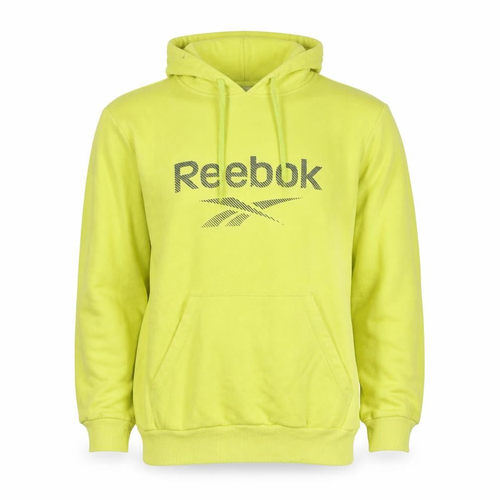 Reebok Men's Yellow Pullover Hoodie L Logo Graphic Cotton Blend