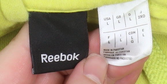 Reebok Men's Yellow Pullover Hoodie L Logo Graphic Cotton Blend