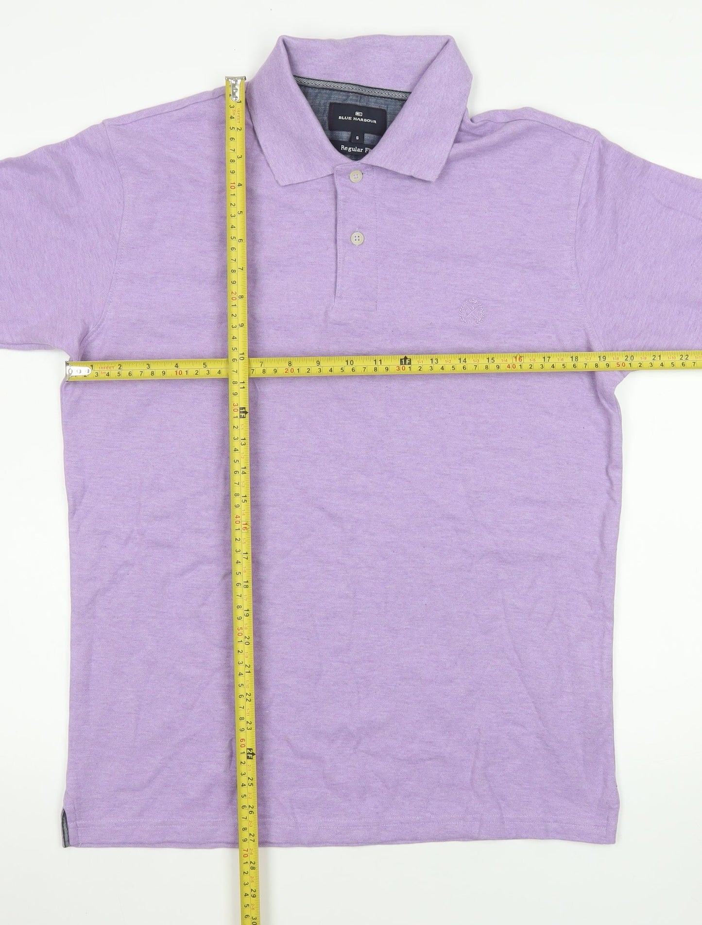 Marks and Spencer Men's Lilac Cotton Short Sleeve Polo Shirt Small