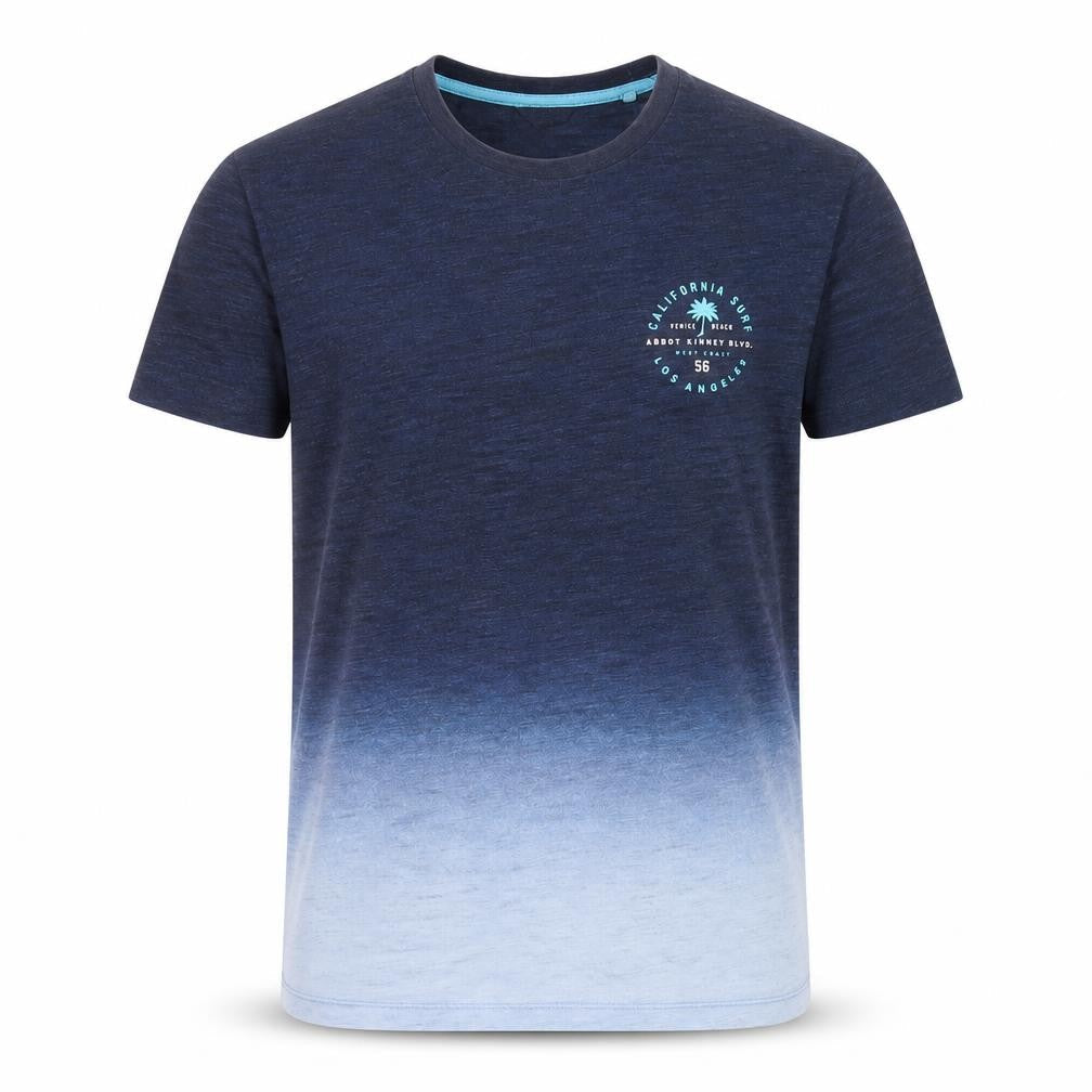 Next Men Blue Ombré Crew Neck Short Sleeve Cotton T-Shirt M