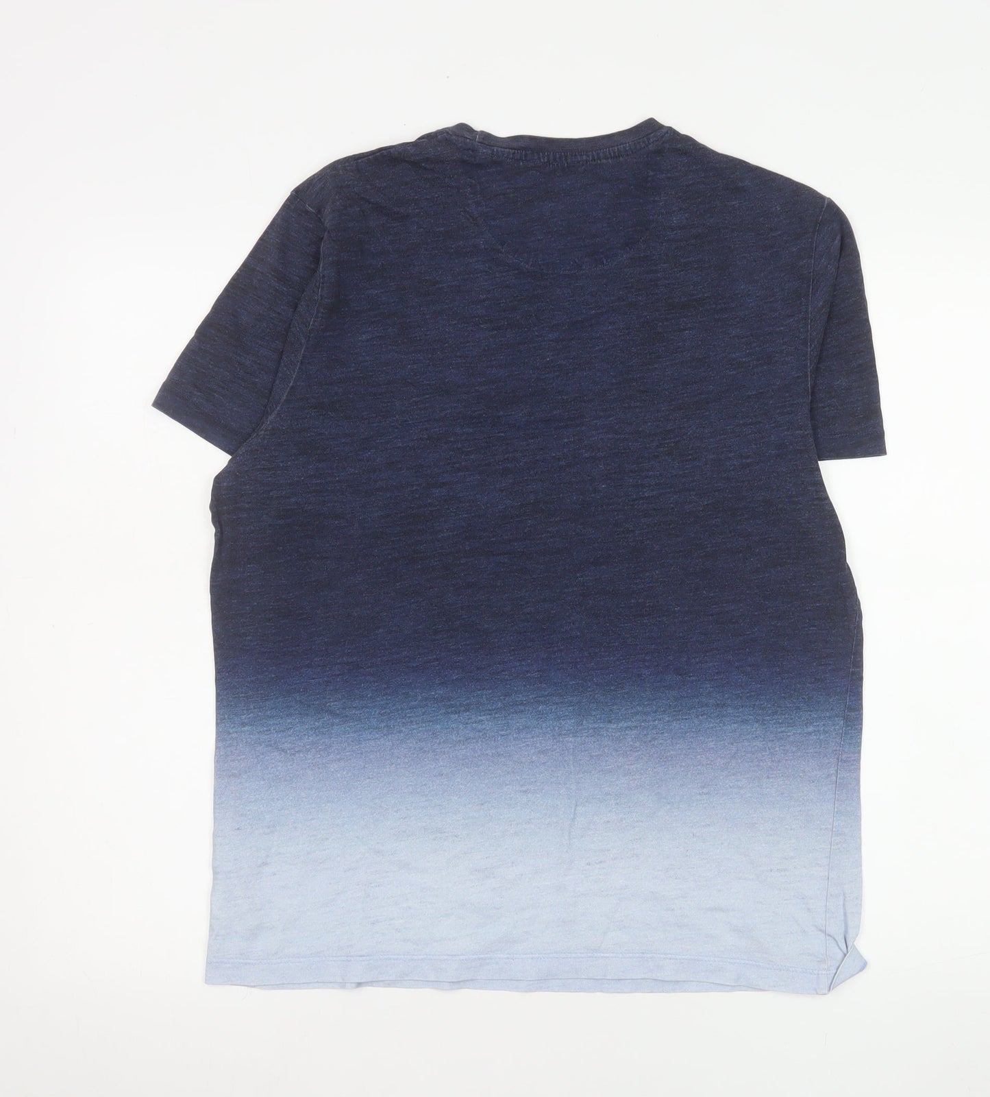 Next Men Blue Ombré Crew Neck Short Sleeve Cotton T-Shirt M