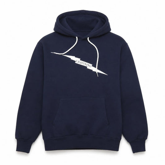 Hanes Men's Blue Pullover Hoodie Large Lightning Graphic Fleece