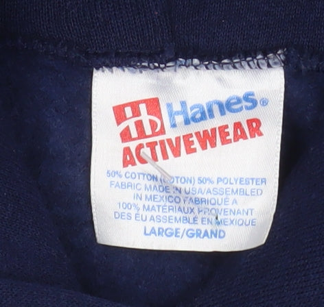 Hanes Men's Blue Pullover Hoodie Large Lightning Graphic Fleece