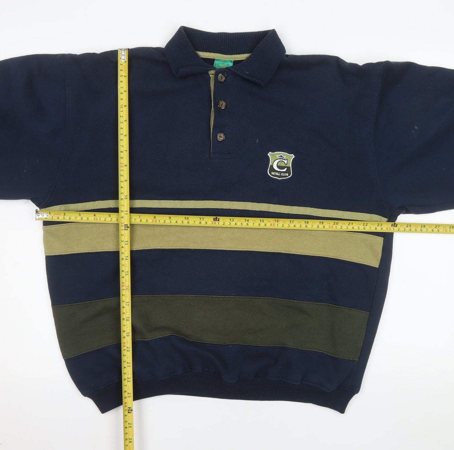 C&A Mens Blue Striped Collared Henley Sweatshirt Size S