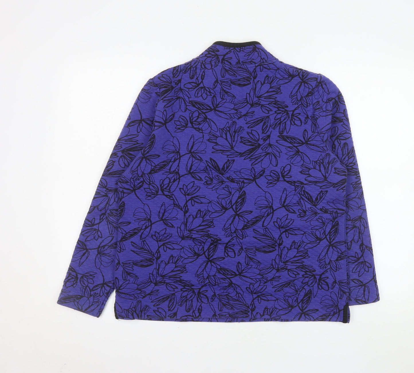 TIGI Womens Purple Floral 1/4 Zip Pullover Sweatshirt Size 14/16