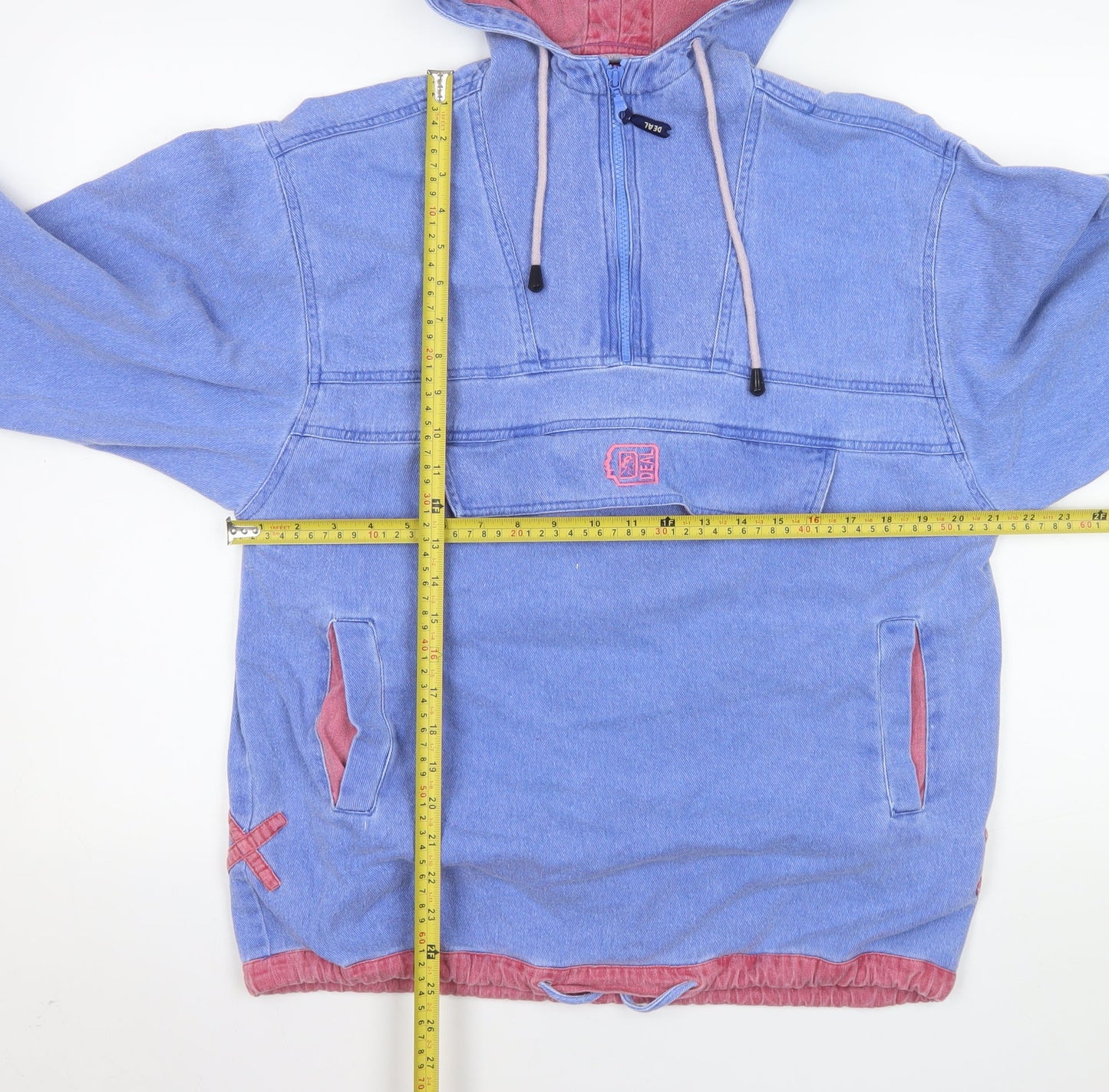Deal Line Women's Blue 1/2 Zip Pullover Hoodie Size S Cotton