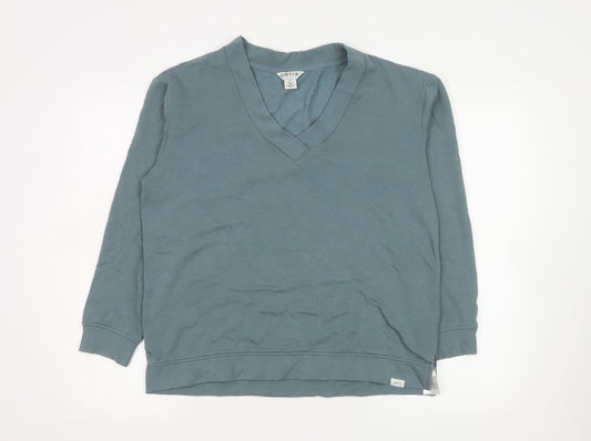 Orvis Women's Blue V-Neck Pullover Sweatshirt Size M Modal Blend