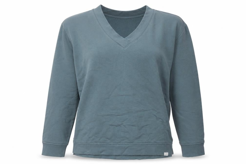 Orvis Women's Blue V-Neck Pullover Sweatshirt Size M Modal Blend