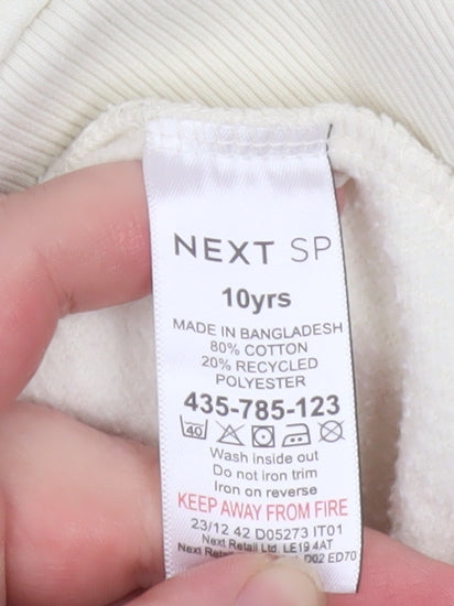 Next Girls Beige New York Hoodie 10 Years Cotton Blend Pullover
