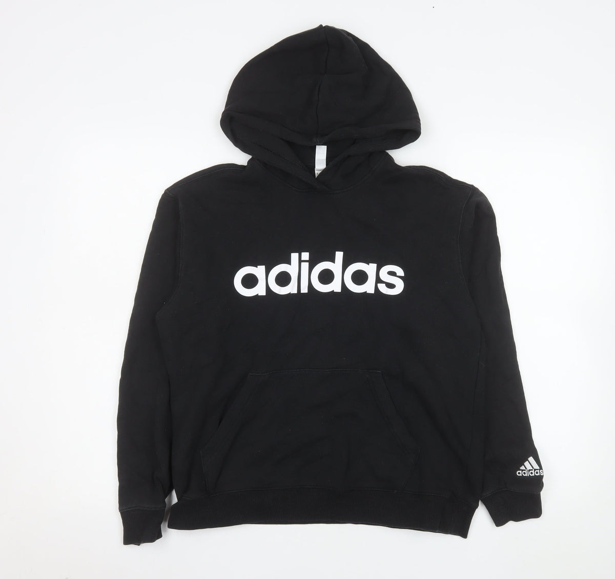 Adidas Girls Black Pullover Hoodie Size 14 Years Cotton Logo Sweatshirt