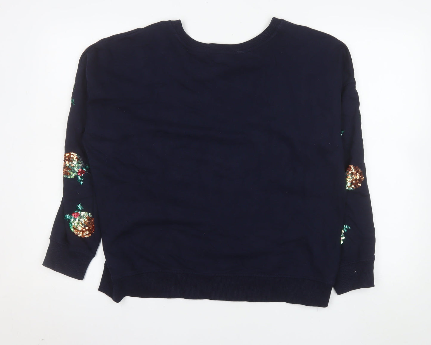 Next Womens Navy Sequin Christmas Pudding Sweatshirt Size 14