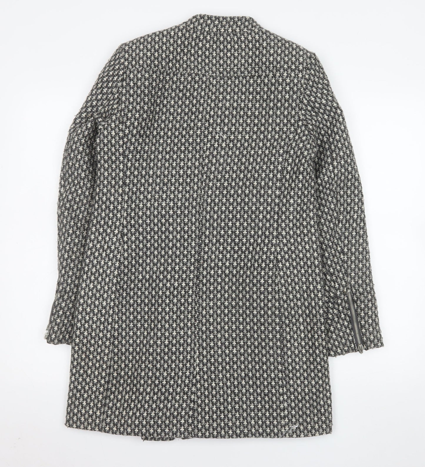 Next Women's Grey Wool Blend Biker Coat Size 6 Asymmetric Zip