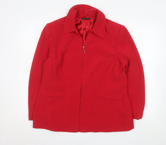 BHS Womens Red Stretch Lined Suit Jacket Size 18 Regular Fit