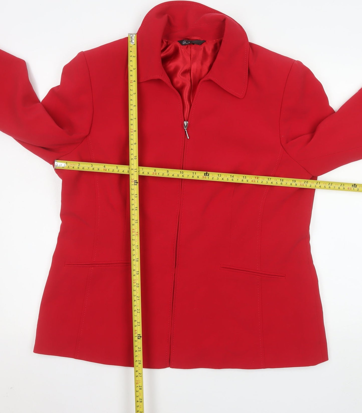BHS Womens Red Stretch Lined Suit Jacket Size 18 Regular Fit