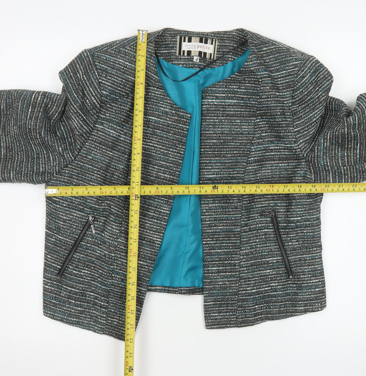 Principles by Ben de Lisi Petite Grey Tweed Lined Suit Jacket Size 16