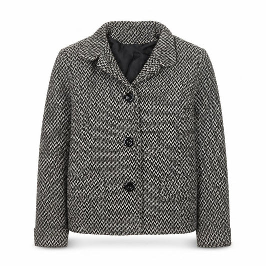 Debenhams Collection Women Black & White Wool Blend Tweed Blazer Size 14