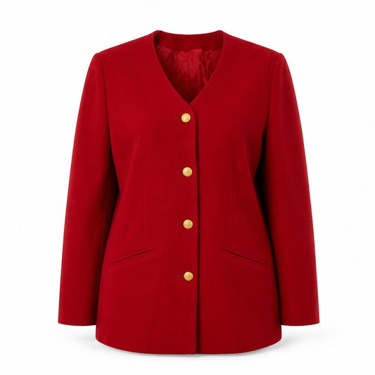 Viyella Women's Red Wool Blazer UK 14 Classic Mid-Length Jacket